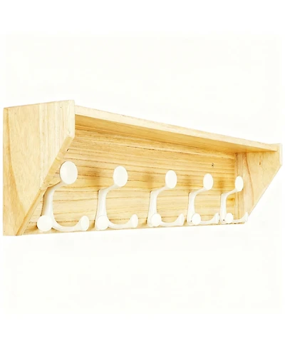 Yigii Lightweight Hardwood Coat Rack with 5 Hooks for Entryways