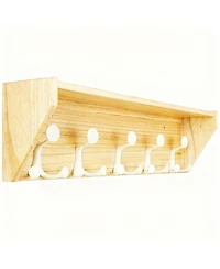 Yigii Lightweight Hardwood Coat Rack with 5 Hooks for Entryways