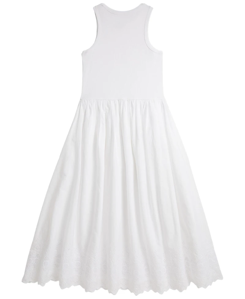 Polo Ralph Lauren Girls' 7-16 Eyelet-Skirt Ribbed Cotton Maxi Dress
