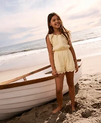 abercrombie kids Girls' Flutter Sleeve Round Neck Eyelet Romper