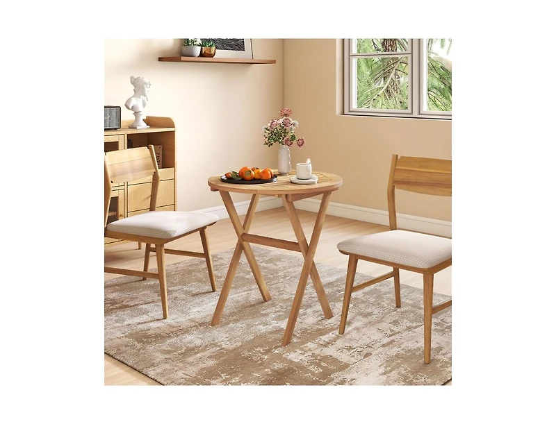 Slickblue Patio Side Table with Slatted Top and Sturdy X-Shape Structure