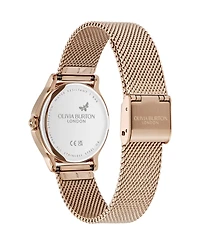 Olivia Burton Women's Ob Classic Bee Rose Gold Tone Stainless Steel Mesh Bracelet Watch, 29.8mm