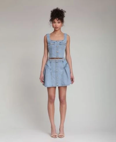 Avec Les Filles Womens Scoop Neck Top Belted Mini Skirt