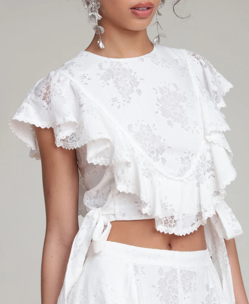 Avec Les Filles Women's Ruffle-Trimmed Top