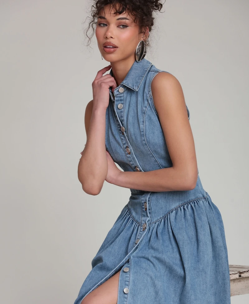 Avec Les Filles Women's Spread Collar Midi Dress