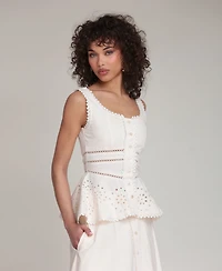 Avec Les Filles Women's Scoop Neck Peplum Top