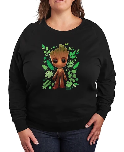 Hybrid Apparel Plus Guardians Of The Galaxy Baby Groot Leaf French Terry Long-Sleeve T-Shirt