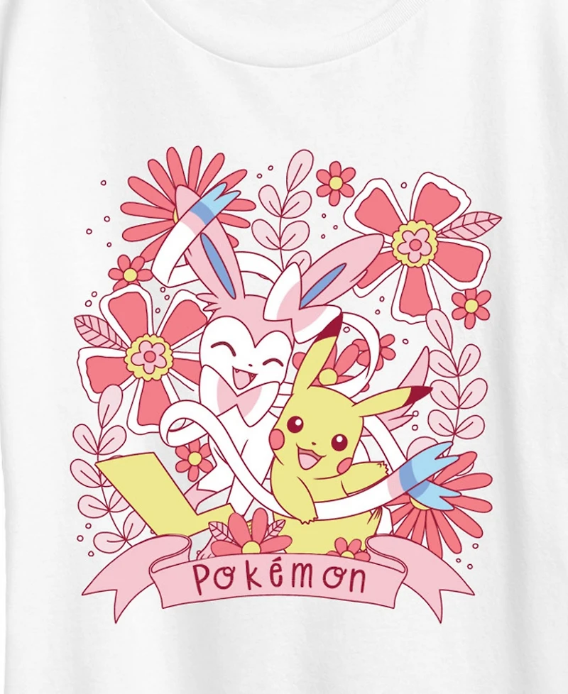 Hybrid Apparel Plus Pokemon Valentines Florals Short-Sleeve Graphic T-Shirt