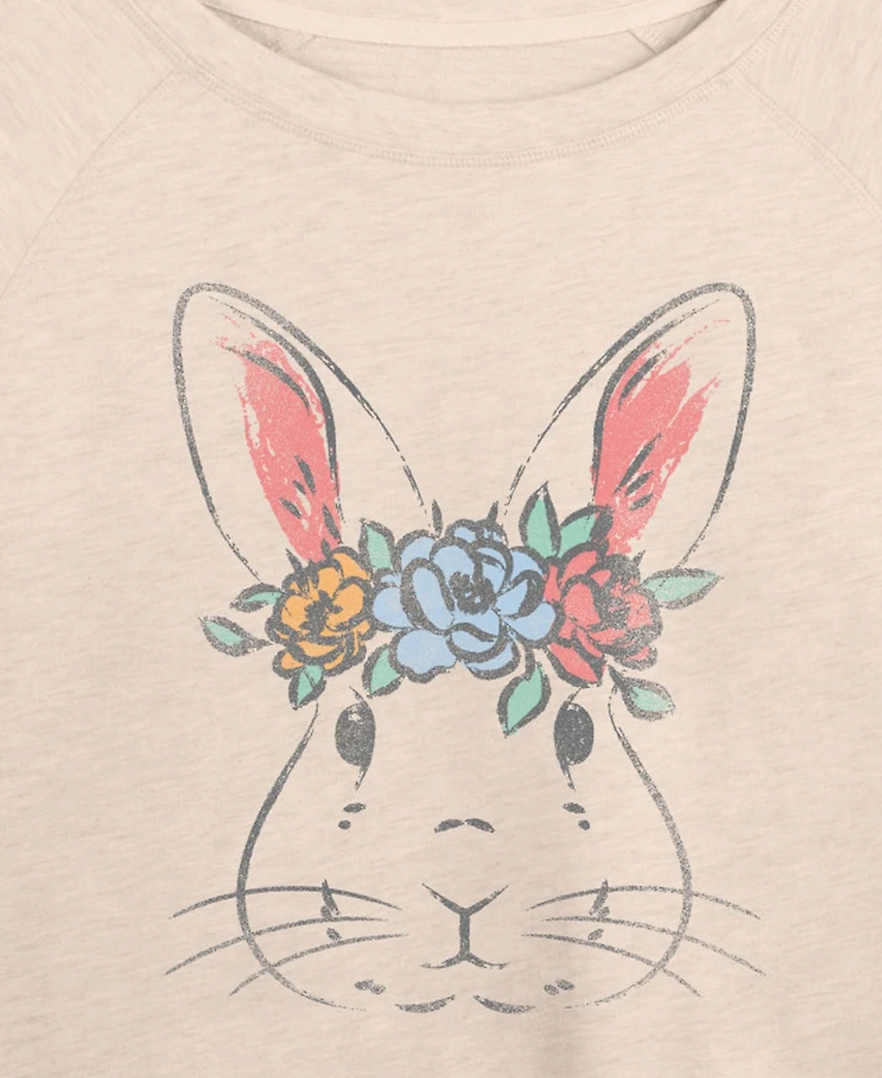 Hybrid Apparel Plus Instant Message Bunny Face Vintage Faded French Terry Long-Sleeve T-Shirt