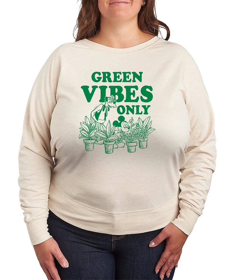 Hybrid Apparel Plus Disney Green Vibes Only French Terry Long-Sleeve T-Shirt