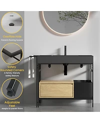 Sillysis 36'' Industrial Bathroom Vanity with Artificial Stone Sink, Modern Freestanding Bathroom Vanity without Faucet