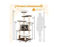 Aostirmotor 7-Layer Wooden Cat Tower with Sisal Posts & Cozy Condo, Tall Indoor Cat Tree for Climbing & Play