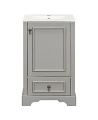 Sillysis Bathroom Vanity with Ceramic Sink, Soft Close Door, Drawer & Adjustable Shelf for Small Spaces-Sillysis
