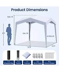 Mecale 10x10 ft Pop-Up Canopy Tent with Wheeled Bag, 8 Stakes & 4 Wind Ropes