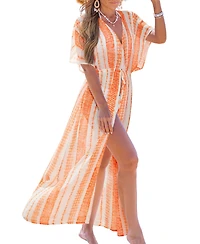 Cupshe Women's Cabana Diva Striped Cover-Up Maxi Beach Dress