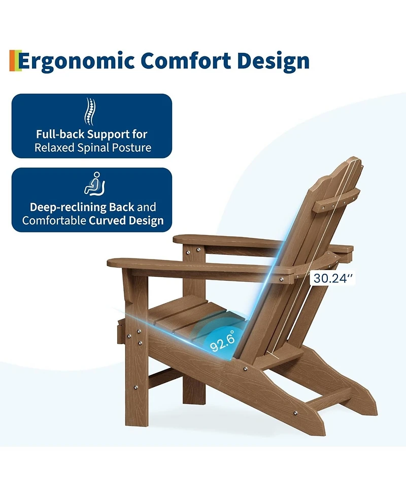 gaomon Hdpe Adirondack Chair Set of 2, Wood Texture Patio Furniture