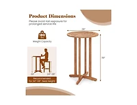 Slickblue 39 Inch Patio Acacia Wood Bar Height Table with Slatted Design