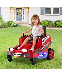 Mecale 12V Ride on Lawn Mower for Kids with Dual Control Sticks and Led Lights