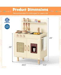 Mecale Wooden Pretend Kitchen Playset with Realistic Ice Maker for Interactive Play