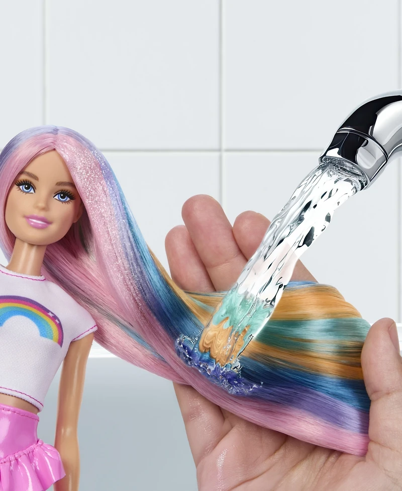 Barbie Rainbow Sparkle Hair Fashion Doll with Styling Accessories