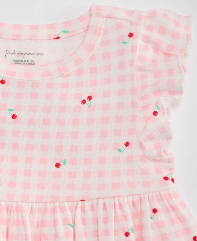 First Impressions Baby Girls' 0M-24M Cherry-Print Gingham Dress, Macy's Exclusive