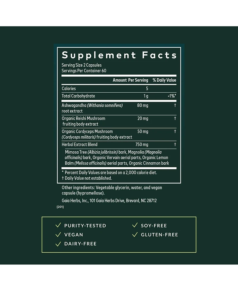 Gaia Herbs Adrenal Health Nightly Restore - Adrenal Support Herbal Supplement with Ashwagandha, Magnolia Bark, Cordyceps, Lemon Balm