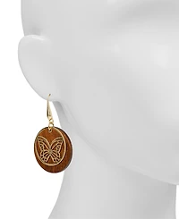 Patrica Nash Gold-Tone Plated Butterfly Disc Drop Earrings