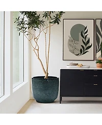 LuxenHome Marina Gray 15.75-Inch Round Ceramic Planter