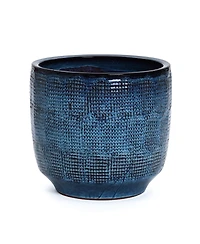 LuxenHome Ocean Blue -Inch Round Ceramic Planter