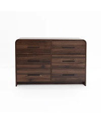 LuxenHome Modern Walnut Finish 6-Drawer Dresser, Engineered Wood Storage Chest with Rounded Corners