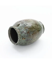 LuxenHome Antiqued Terracotta Jar Vase, Rustic 17-Inch Green & Brown Flower Holder