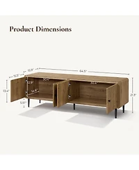 LuxenHome 64.5" Modern Tv Stand for Living Room, Wood Tv Console for TVs up to 70", Media Console Cabinet