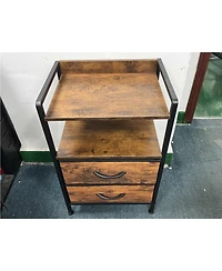 gaomon Nightstand with 2 Fabric Drawers, 3-Tier Storage End Table with Storage Shelf for Living Room