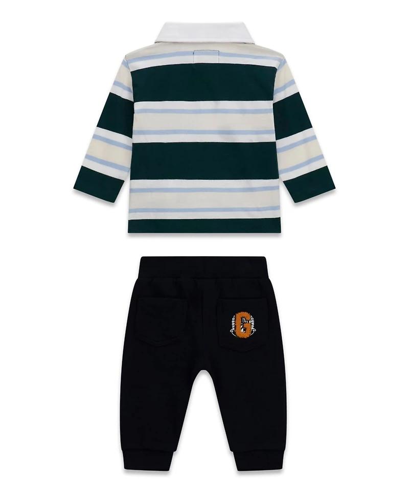Guess Baby Boys' Long-Sleeve Knit Rugby Top and Sweatpant Set, 2-Piece Set