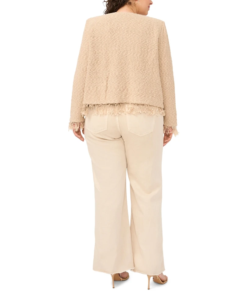 Vince Camuto Plus Long-Sleeve Fringe Cropped Jacket