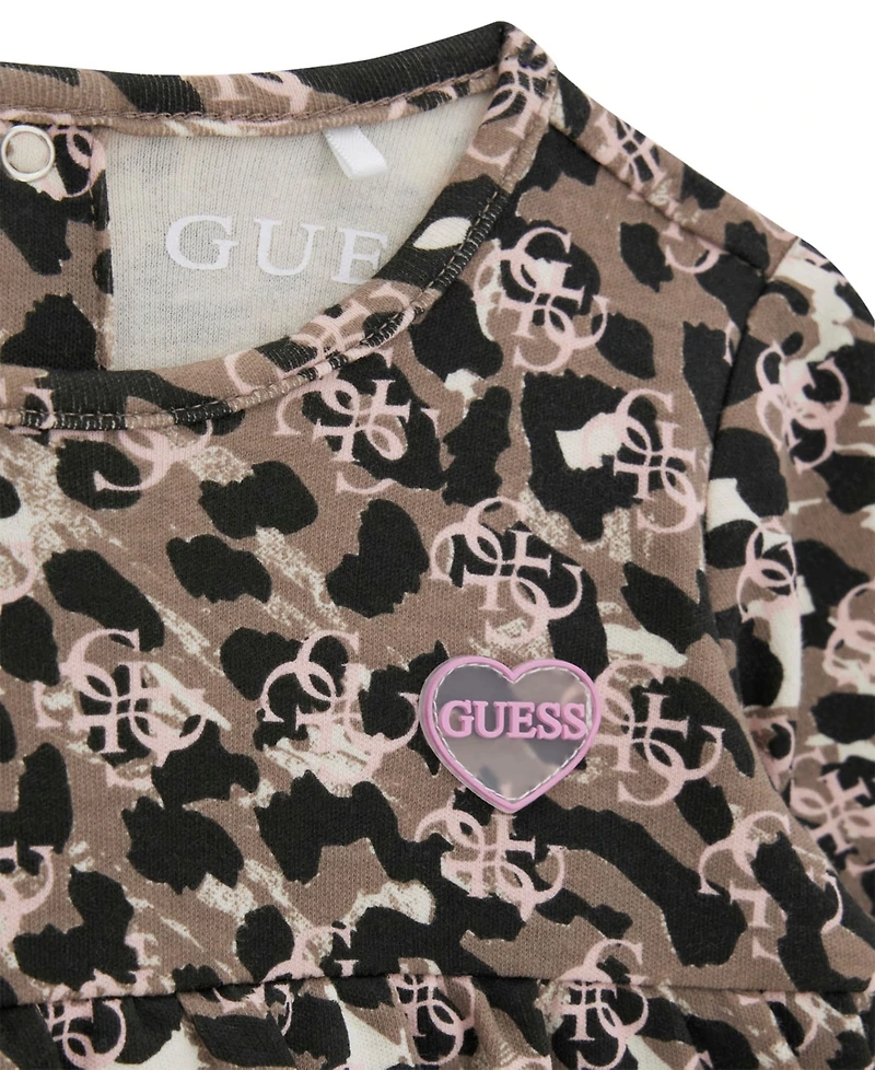 Guess Baby Girls' Interlock Long-Sleeve Bodysuit Dress