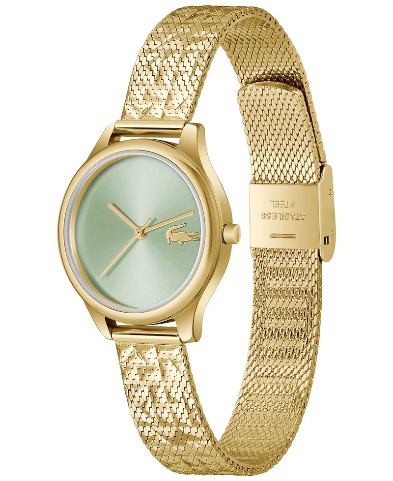 Lacoste Women's Crocodelle Gold Tone Stainless Steel Textured Mesh Bracelet Watch, 28mm