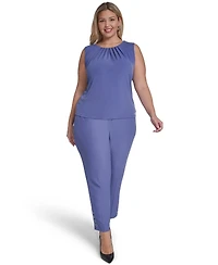 Calvin Klein Plus Solid Pleated Neck Camisole Top