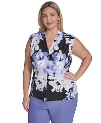 Calvin Klein Plus V-Neck Printed Top