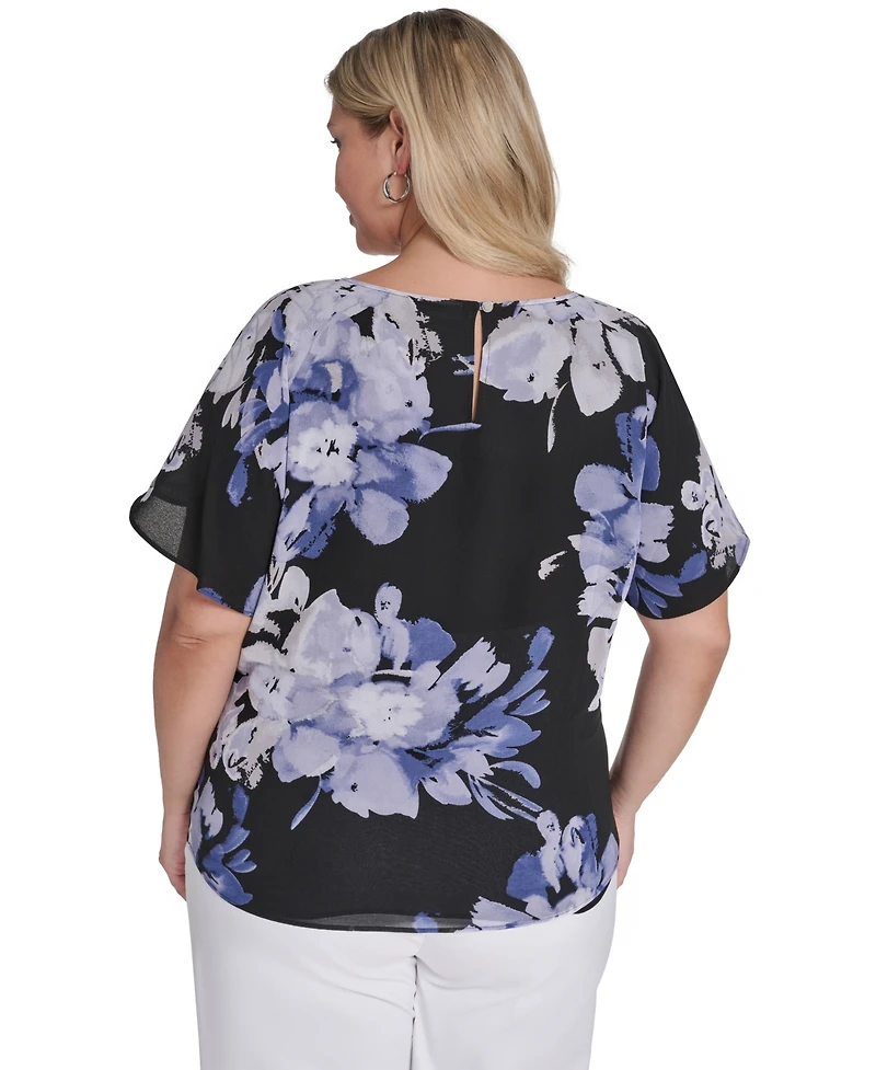 Calvin Klein Plus Printed Short-Sleeve Top