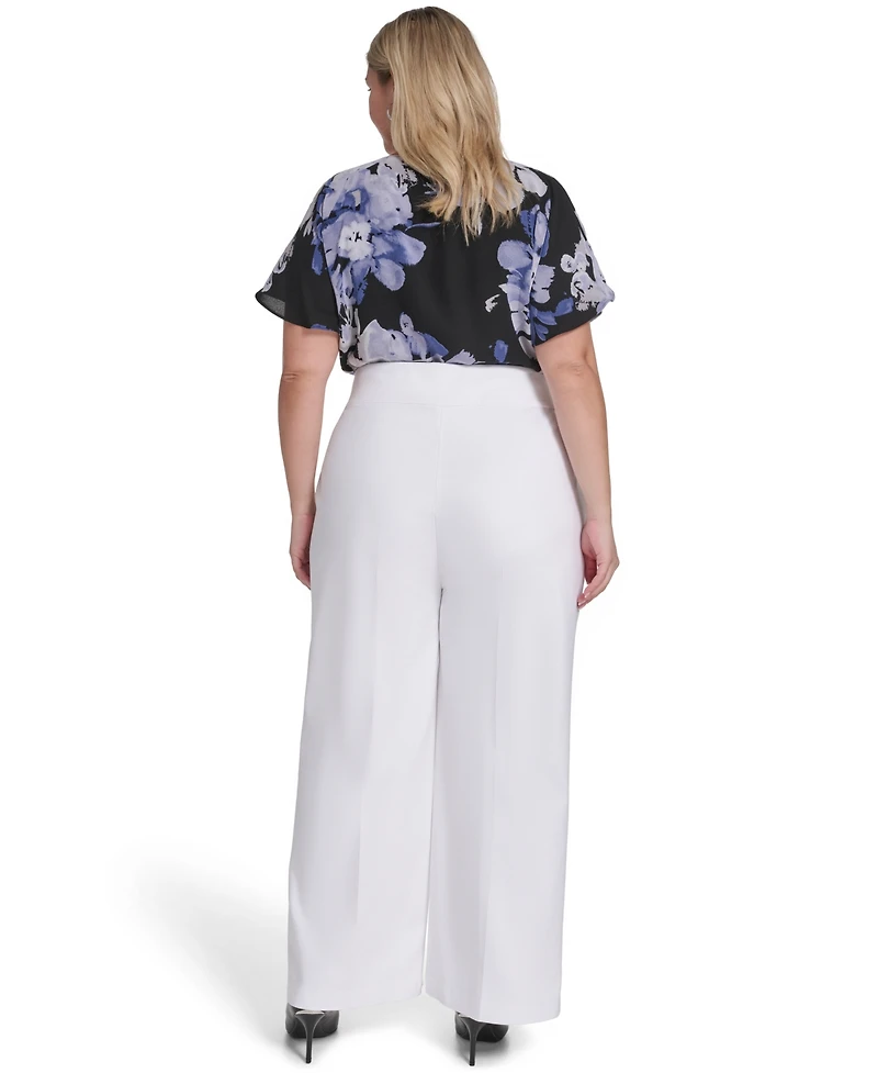 Calvin Klein Plus Wide-Leg Mid-Rise Pants
