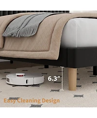 gaomon Bed Frame with Adjustable Headboard, Velvet Upholstered Platform Frame, Vertical Channel Tufted