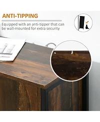 Homcom Industrial Sideboard Buffet Storage Cabinet with Adjustable Shelves Rustic Brown