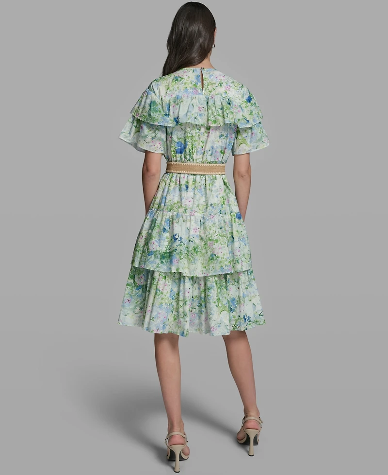 Karl Lagerfeld Paris Women's Short-Sleeve Crewneck Printed Dress