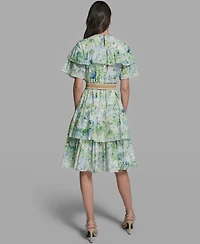 Karl Lagerfeld Paris Women's Short-Sleeve Crewneck Printed Dress