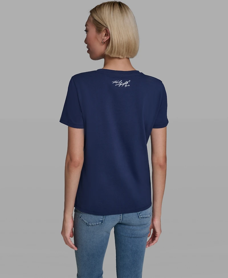 Karl Lagerfeld Paris Women's Short-Sleeve Crewneck T-Shirt