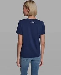 Karl Lagerfeld Paris Women's Short-Sleeve Crewneck T-Shirt