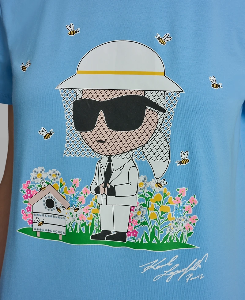 Karl Lagerfeld Paris Women's Short-Sleeve Crewneck T-Shirt