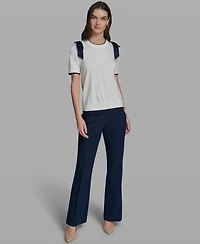 Karl Lagerfeld Paris Women's Short-Sleeve Crewneck Sweater