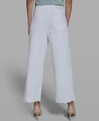 Karl Lagerfeld Paris Women's Mid-Rise Scalloped Hem Jeans